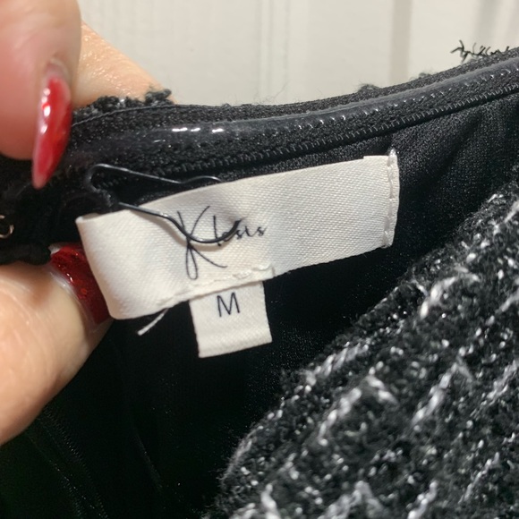 Strapless Black Textured Mini Dress - Picture 4 of 4